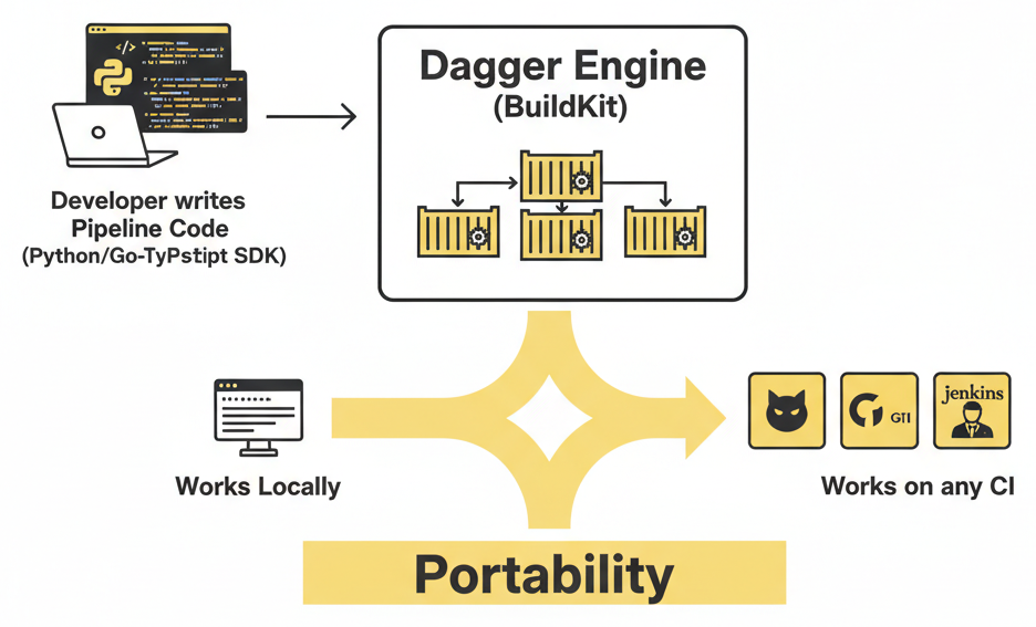 Diagramme - Dagger : La CI/CD Portable qui Tourne Partout grâce aux Containers