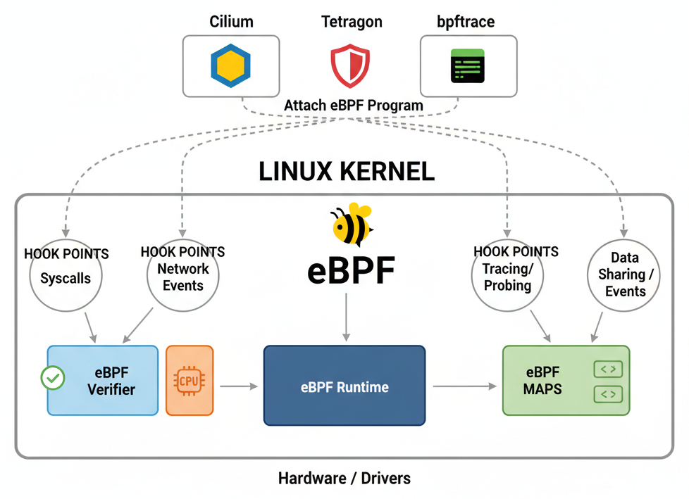 Diagramme - eBPF : La Révolution de l'Observabilité et de la Sécurité sous Linux